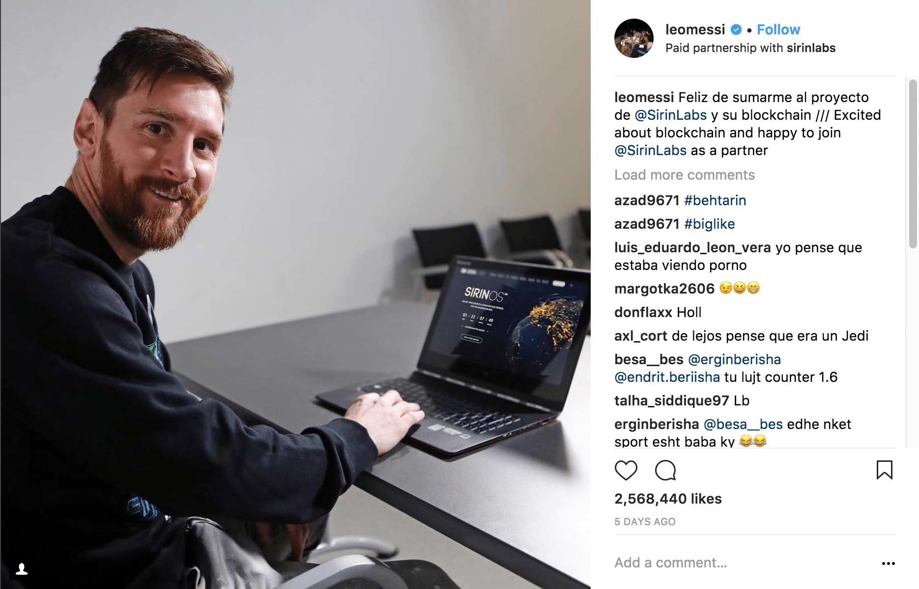 Sirin Labs Ico Scores With Their New Player: Lionel Messi