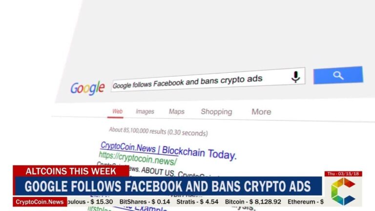 Altcoins This Week: Google Bans Crypto Ads, Ico Giza Scams Over $2 Million And Much More