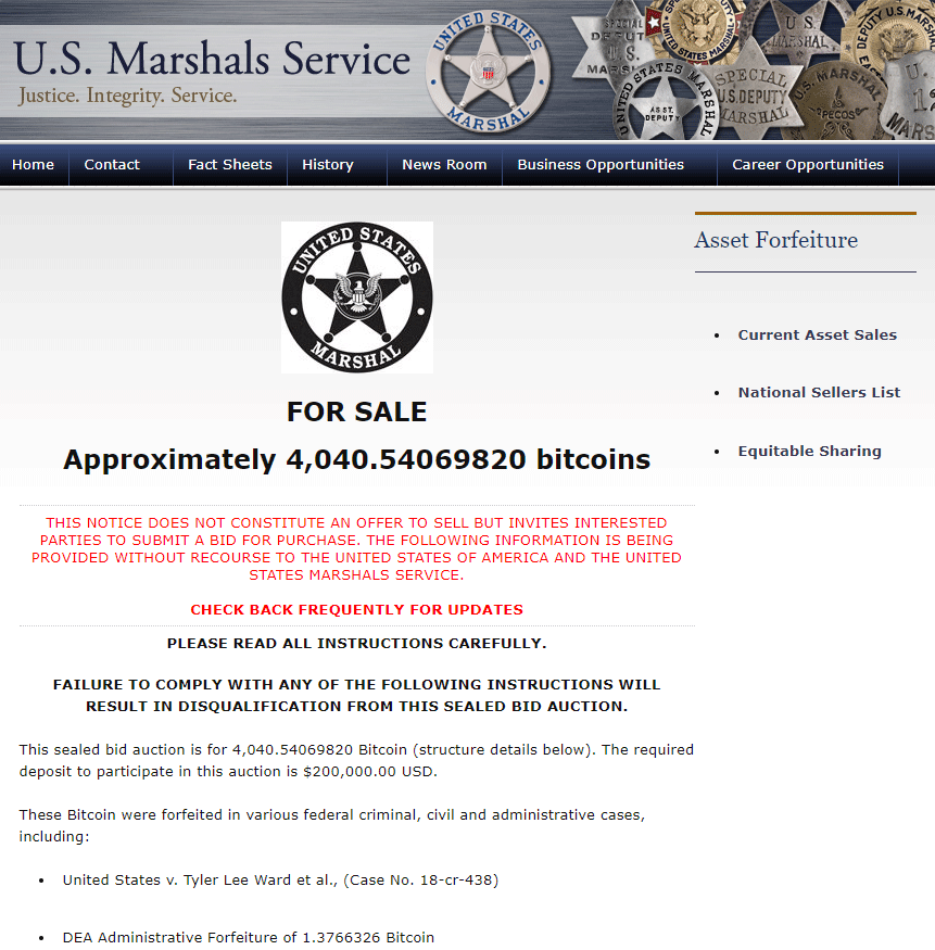 US Marshals auction