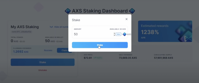 AXS staking dashboard