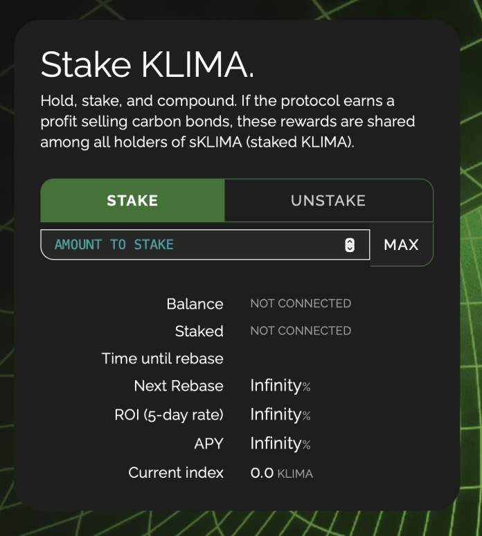 Klima DAO, stake, KLIMA tokens