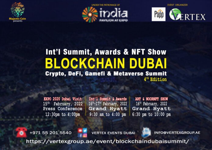 Vertex Events Announces The 4th Grand Blockchain Event At Grand Hyatt Dubai