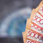 Kazakh Money. Close Up Bills. Tenge Cash